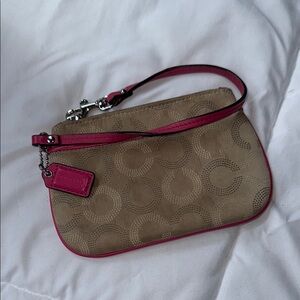 Coach Tan and Pink Wristlet